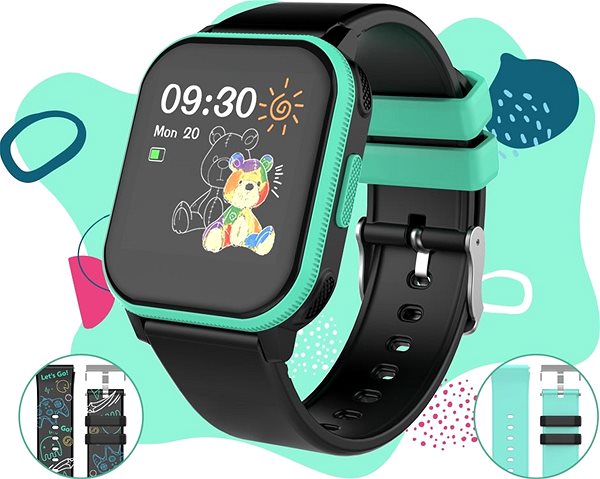 Smart Watch WowME Kids Play Black/Green Lateral view