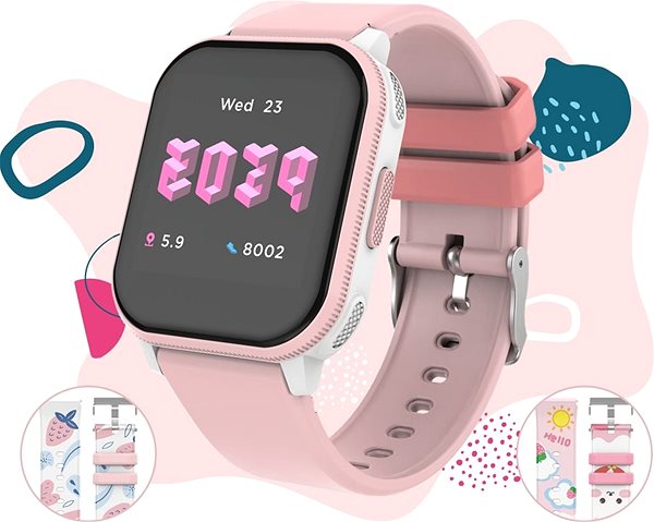 Smart Watch WowME Kids Play Pink/White Lateral view