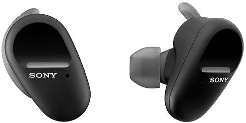 Kabellose Kopfhörer Sony True Wireless WF-SP800N, schwarz Seitlicher Anblick