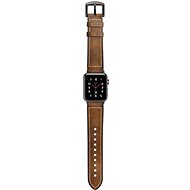 Eternico 42mm / 44mm / 45mm Leather and Silicone Band pro Apple Watch hnědý - Řemínek