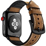 Eternico 42mm / 44mm / 45mm Leather and Silicone Band pro Apple Watch hnědý - Řemínek