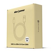AlzaPower Core Charge 2.0 USB-C 3m bílý - Datový kabel