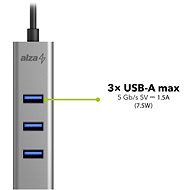 AlzaPower AluCore USB-A (M) na 3× USB-A (F) s LAN vesmírně šedá - USB Hub