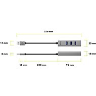AlzaPower AluCore USB-A (M) na 3× USB-A (F) s LAN vesmírně šedá - USB Hub