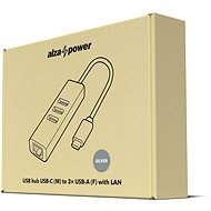 AlzaPower AluCore USB-C (M) na 3× USB-A (F) s LAN stříbrná - USB Hub
