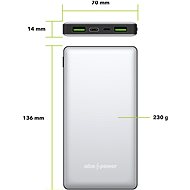 AlzaPower Ingot 10000mAh Quick Charge + PD3.0 stříbrná - Powerbanka