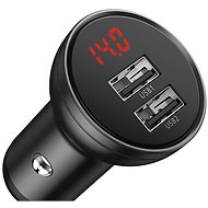 Baseus Digital Display Dual USB Car Charger 24W + 3-in-1 Cable 1.2m - Nabíječka do auta