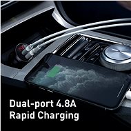 Baseus Digital Display Dual USB Car Charger 24W + 3-in-1 Cable 1.2m - Nabíječka do auta