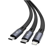 Baseus Bright Mirror 3v1 zatahovací datový kabel USB - M+L+C 3.5A 1.2m Black - Datový kabel