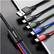 Baseus Fast 4 in 1 Lightning + USB-C + 2x MicroUSB Cable 3.5A 1.2M Black - Datový kabel