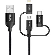 ChoeTech MFi 3-in-1 USB to USB-C + Micro + Lightning Nylon 1.2m Cable - Datový kabel