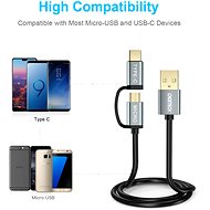 ChoeTech 2 in 1 USB to Micro USB + Type-C (USB-C) Straight Cable 1.2m - Datový kabel