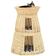 Shumee Pelíšek pro kočky 3dílný s poduškami vrba přírodní 47 × 34 × 60 cm - Pelíšek