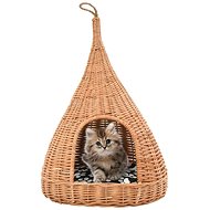 Shumee Týpí pro kočky s poduškou vrba přírodní 40 × 60 cm - Pelíšek