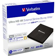 VERBATIM Blu-Ray Slimline Ultra HD 4K USB 3.2 Gen 1 (USB-C) - Externí vypalovačka