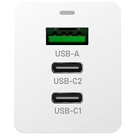 FIXED GaN s 2xUSB-C a USB výstupem podpora PD 65W bílá - Nabíječka do sítě