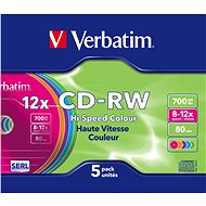 VERBATIM CD-RW SERL 700MB, 12x, colour, slim case 5 ks - Média