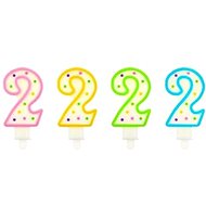 Svíčka narozeninová, 7,5cm, číslice &quot;2&quot;, barevná - Svíčka