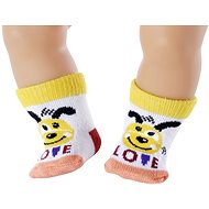 BABY born Ponožky - bílo-žluté a pruhované, s pejskem - Doplněk pro panenky