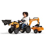 Traktor šlapací Case Constraction 580 Super N oranžový s přední i zadní lžící a valníkem - Šlapací traktor