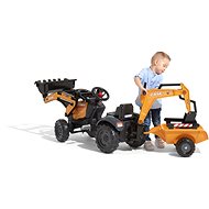 Traktor šlapací Case Constraction 580 Super N oranžový s přední i zadní lžící a valníkem - Šlapací traktor