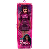 Barbie Modelka - Černo-Růžové Kostkované Šaty - Panenka
