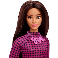 Barbie Modelka - Černo-Růžové Kostkované Šaty - Panenka