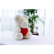 Rose Bear Bílý medvídek z růží s červeným srdcem 38 cm - Medvídek z růží