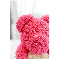 Rose Bear Růžový medvídek z růží s bílým srdcem 38 cm - Medvídek z růží