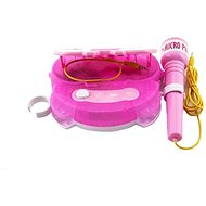 Mikrofon karaoke růžový plast na baterie se světlem v krabici 24x21x5,5cm - Dětský mikrofon