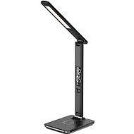 LED stolní lampička Immax KINGFISHER Qi černá s bezdrátovým nabíjením Qi a USB - Stolní lampa