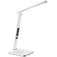LED stolní lampička Immax KINGFISHER Qi bílá s bezdrátovým nabíjením Qi a USB - Stolní lampa