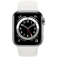Apple Watch Series 6 40mm Cellular Stříbrný nerez s bílým sportovním řemínkem - Chytré hodinky