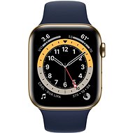Apple Watch Series 6 44mm Cellular Zlatý nerez s námořně modrým sportovním řemínkem - Chytré hodinky
