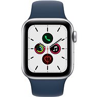 Apple Watch SE 40mm Cellular Stříbrný hliník s hlubokomořsky modrým sportovním řemínkem - Chytré hodinky