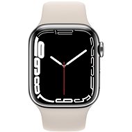 Apple Watch Series 7 41mm Cellular Stříbrný nerez s hvězdně bílým sportovním řemínkem - Chytré hodinky