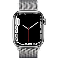 Apple Watch Series 7 41mm Cellular Stříbrný nerez se stříbrným milánským tahem - Chytré hodinky
