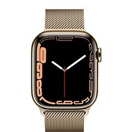 Apple Watch Series 7 41mm Cellular Zlatý nerez se zlatým milánským tahem - Chytré hodinky