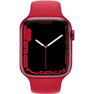 Apple Watch Series 7 45mm Cellular Červený hliník s červeným sportovním řemínkem - Chytré hodinky