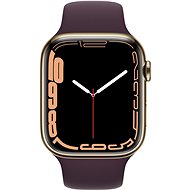 Apple Watch Series 7 45mm Cellular Zlatý nerez s temně třešňovým sportovním řemínkem - Chytré hodinky