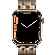 Apple Watch Series 7 45mm Cellular Zlatý nerez se zlatým milánským tahem - Chytré hodinky