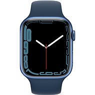 Apple Watch Series 7 45mm Modrý hliník s hlubokomořsky modrým sportovním řemínkem - Chytré hodinky