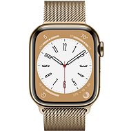 Apple Watch Series 8 41mm Cellular Zlatý nerez se zlatým milánským tahem - Chytré hodinky