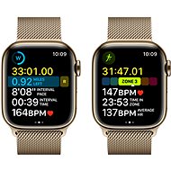 Apple Watch Series 8 41mm Cellular Zlatý nerez se zlatým milánským tahem - Chytré hodinky