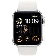 Apple Watch SE (2022) 44mm Stříbrný hliník s bílým sportovním řemínkem - Chytré hodinky