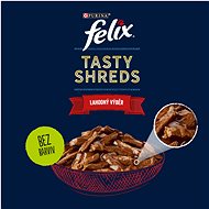 Felix Tasty Shreds s hovězím, kuřetem, kachnou, krůtou ve šťávě 12 x 80 g - Kapsička pro kočky