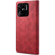  Lenuo Leather flipové pouzdro pro Xiaomi Redmi 10C, červená - Pouzdro na mobil