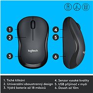 Logitech Wireless Mouse M220 Silent, černá - Myš