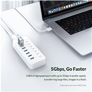 Orico USB-A Hub 7x USB 3.0 White - USB Hub