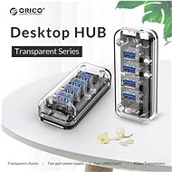 Orico microUSB Hub 4xUSB-A 3.0 Transparent thin - USB Hub
